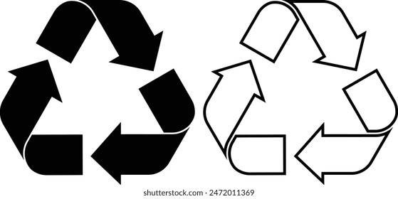 Стоковое векторное изображение: set of recycling icons. Editable fill colorful recycle logo symbol. vector illustration. Waste recycling innovation. Reuse, ecofriendly environment and save the planet