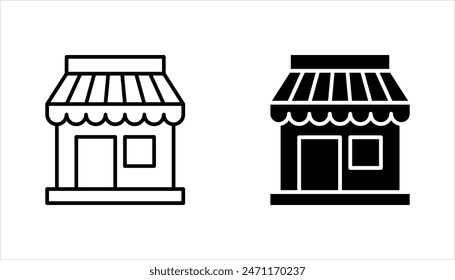 店舗アイコンラインのデザインのセット。白い背景にベクターイラストを保存のベクター画像素材