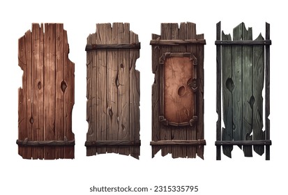 set vector illustration of wood plank halloween copyspace isolated on white background Stock Vector