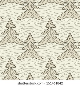 Seamless pattern. Vector Christmas trees. Stylish background Immagine vettoriale stock