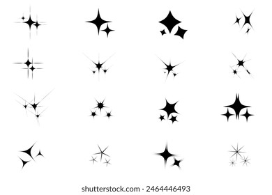 輝くアイコン、きれいな星のアイコン。きらめく星セット。EPS10。のベクター画像素材