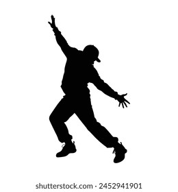 silhouette of a Hip-hop artists of dance on stage स्टॉक वेक्टर