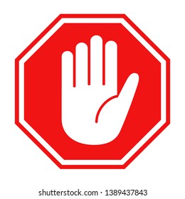Sinal de estrada de parada vermelha simples com ilustração vetorial de símbolo ou ícone de mão grande Imagem Vetorial Stock