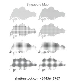 Carte en pointillés de Singapour en différentes tailles de points
 : image vectorielle de stock