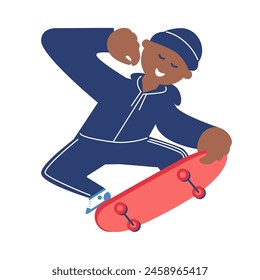 Skateboarding. Man on a skateboard. Sports. Sketch vector illustration Immagine vettoriale stock