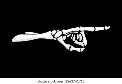 Skeleton hand gesture of index finger pointing right direction, vector silhouette icon. Skeleton hand finger showing direction to right with index finger, human body dead hand with gesture sign Immagine vettoriale stock