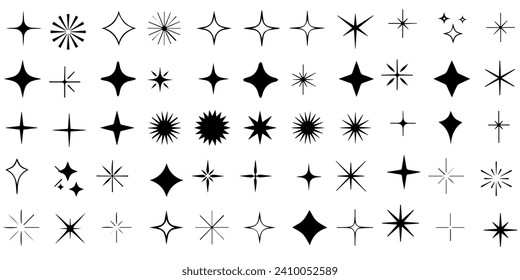 Sparkle vector icons. Shine symbol. Star sign collection 库存矢量图