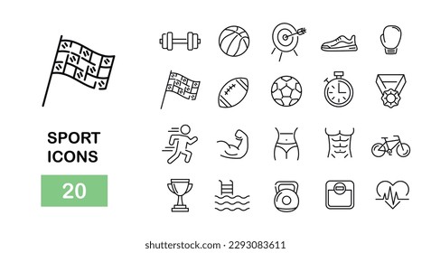 Sport icons set. Vector illustration. Imagem Vetorial Stock