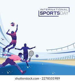 Sports Background Vector. Sports Day Illustration. Graphic Design for the decoration of gift certificates, banners, and flyer Imagem Vetorial Stock