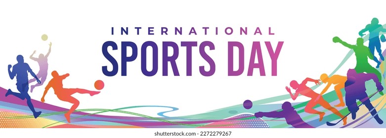 Sports Background Vector. International Sports Day Illustration, Graphic Design for the decoration of gift certificates, banners, and flyer Imagem Vetorial Stock