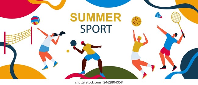 Sports background.Summer sports games. Abstract colorful background with athletes.Vector illustratio Stockvektor