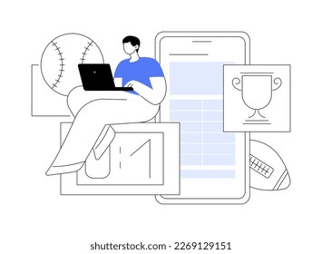 Sports betting abstract concept vector illustration. Bookmaker market, wagering website, sports betting mobile app, put bet on, online gambling, winner strategy, earn on e-sport abstract metaphor. - Vector στοκ