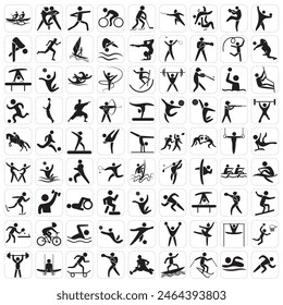 Sports icon set. Shapes Sports, Sports icon collection, Active lifestyle people and icon set, runners active lifestyle icons. Stockvektor