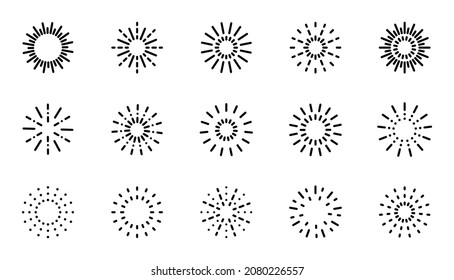 Starburst line art icon. Vector logo spark sunburst. Outline sunburst and starburst, editable stroke Immagine vettoriale stock