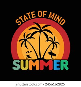 Sommer T-Shirt Design Vorlage Paradise Beach Sommerzeit – Stockvektorgrafik