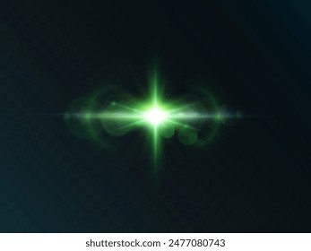 PNG ライト エフェクトは、明るい緑色のライトで、ライト ラインの半透明の反射です。アートデザイン用のライト。ベクター画像10 EPSのベクター画像素材