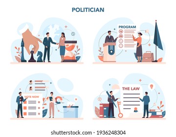 政治家のコンセプトセット。 選挙と民主的な統治の考え方。のベクター画像素材