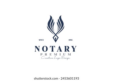 pen wings notary logo icon design with wings graphic symbol for writer, author logo template Stock-vektor