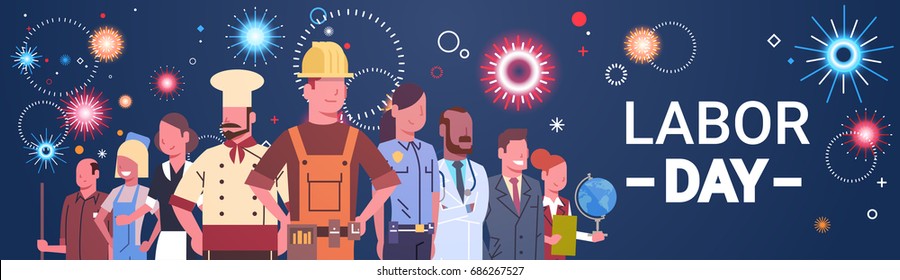 People Group Different Occupation Set, International Labor Day Flat Vector Illustration Stock Vector