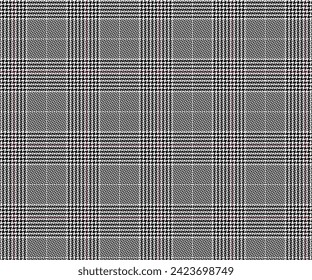 Plaid pattern, black and white that stands out and is elegant. Seamless background for textiles, clothing designs, skirts, pants. Vector illustration. Vektor Stok