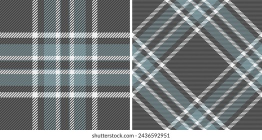 Plaid tartan pattern of seamless texture textile with a vector check fabric background set in winter colors. Vektor Stok