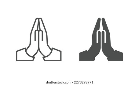 Pray icon vector. Hands folded in prayer line icon. Outline hands folded in prayer vector icon. Designed for web and app design interfaces., vector de stoc