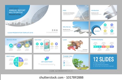 Presentation slide template for your company with infographic elements, design cover all styles and creative used to provide your audience with a quick overview of your business plan idea to investor. Stock Vector