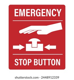 産業用安全ラベル用非常停止ボタンの印刷可能な矩形赤いシール のベクター画像素材