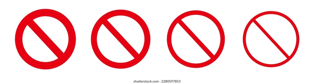 Prohibited Sign Icon Set. Strictly prohibited signs. Vector. Imagem Vetorial Stock
