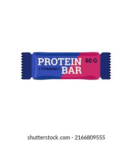 Protein bar pack flat vector illustration isolated on white background. Protein-enriched sports nutrition supplement bar for athletes and bodybuilders. Stock-vektor