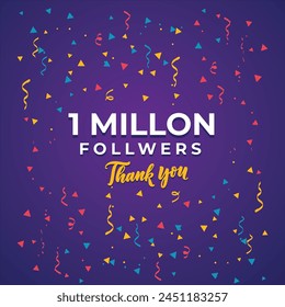 Purple 1 Millon Followers Thank You  स्टॉक वेक्टर