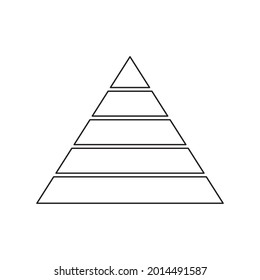 Pyramid line icon for infographics. Triangle outline with 5 levels. Hierarchy design graphic element. Vector isolated on white Immagine vettoriale stock