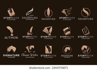 Quill signature logo design Collection. Stock-vektor