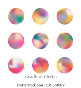 Round gradient set of vibrant colorful fluid abstract blurs design elements. Gradient colorful covers for calendars, brochures, cards. Soft and smooth color. Round gradient for mobile apps, screens. : image vectorielle de stock