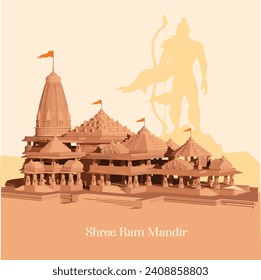 Ram mandir, Ram mandir ayodhya, Shri Ram Janmbhoomi  Vector de stock