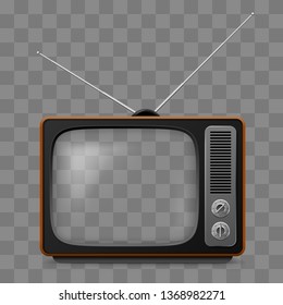 Retro Television Set Viewer Mock Up Isolate on Transparent Grid Stock Vector