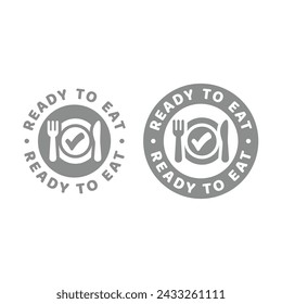 Ready to eat vector label. Circle food and meal badge. Stock-vektor