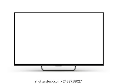 Realistic empty TV frame, mockup of a large modern black TV, modern stylish monitor, blank television template 库存矢量图