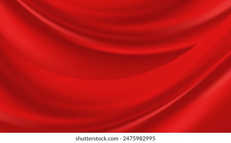 Red Curtain Opening Isolated Celebration Event Backdrop. Wallpaper Vector Iridescent red gradient. Holographic foil. Abstract background. Creative neon template for banner: stockvector