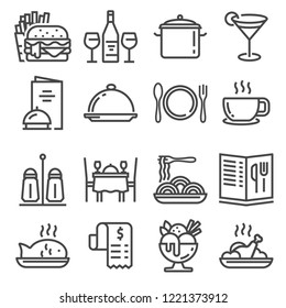 Restaurant icons set on white background. Vector illustration स्टॉक वेक्टर