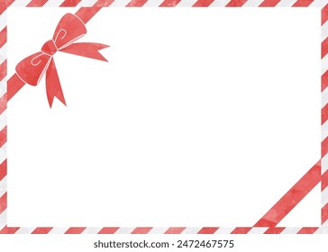 Ribbon wrapping style frame, Christmas colors, watercolor style: stockvector