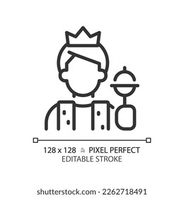 Ruler pixel perfect linear icon. Power and control. Character and brand archetype. Leader skills. Psychoanalytic theory. Thin line illustration. Contour symbol. Vector outline drawing. Editable stroke Stockvektor