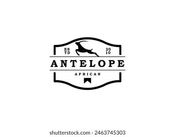 Running Jumping Leaping Ibex Antelope silhouette for adventure outdoor zoo safari travel trip or wildlife conservation logo design Immagine vettoriale stock