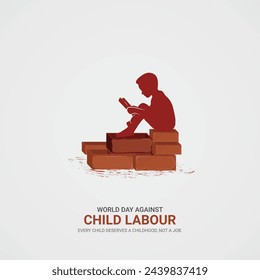 World day against Child labour. Child labour creative ads design 12 June. vector, 3D illustration.  Immagine vettoriale stock