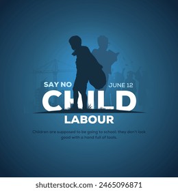 児童労働に反対する世界の日。児童労働クリエイティブ広告デザイン 6月12日ベクター画像、3Dイラスト。のベクター画像素材