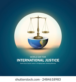World Day for International Justice creative banner, poster, social media post, postcard, template, background etc. justice creative idea.: stockvector