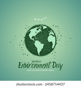 world environment day poster. global earth and green grass. vector illustration design. 庫存向量圖