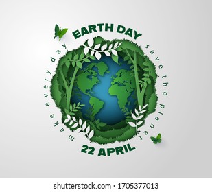 World environment and earth day concept, paper cut 3d . Stock Vector