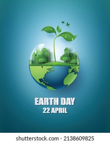 World environment and earth day concept, paper cut 3d . Stock Vector
