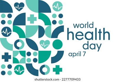 Стоковое векторное изображение: World Health Day. April 7. Holiday concept. Template for background, banner, card, poster with text inscription. Vector EPS10 illustration